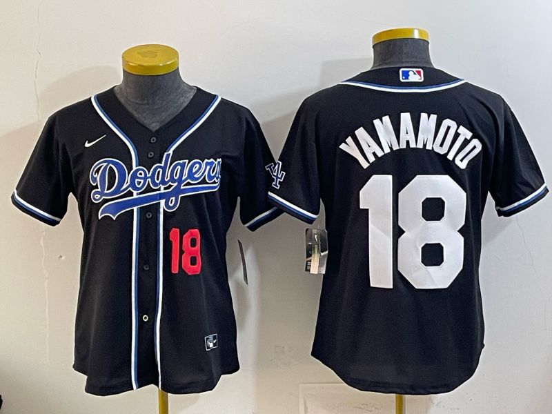 Youth Nike 2026 Los Angeles Dodgers #18 Yamamoto Black Game MLB Jersey 04->youth mlb jersey->Youth Jersey